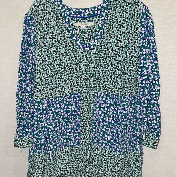 Boden Boxy Green and Blue 3/4 Sleeve Blouse - Picture 1 of 10